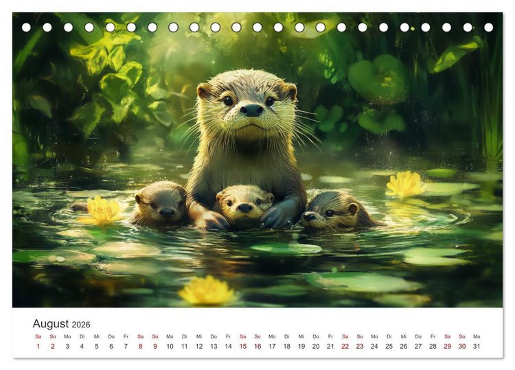 Produktbild: W&auml;chter des Flusses - Ein Jahr mit Fischottern (Tischkalender 2026 DIN A5 quer), CALVENDO Monatskalender