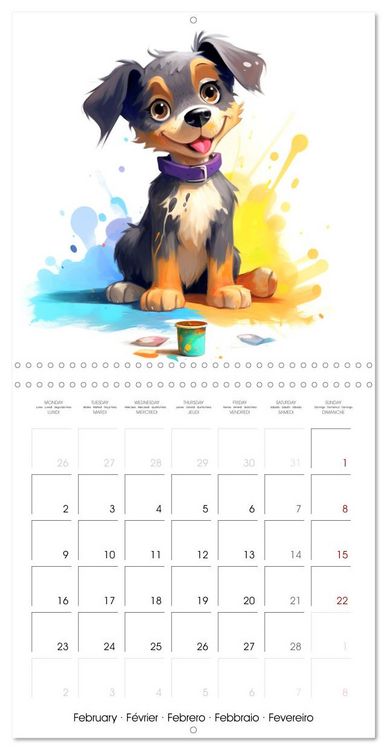 Produktbild: Chiens joyeux (Calendrier mural carr&eacute; 2026 30x30 cm) Calendrier double avec une page pour vos prises de notes