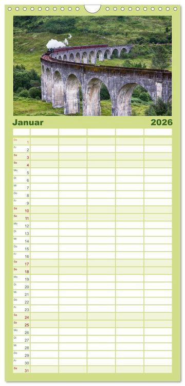 Produktbild: Familienplaner 2026 - Schottland im Licht mit 5 Spalten (Wandkalender, 21 x 45 cm) CALVENDO