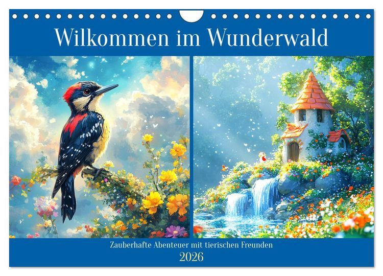 Produktbild: Willkommen im Wunderwald. Zauberhafte Abenteuer mit tierischen Freunden (Wandkalender 2026 DIN A4 quer), CALVENDO Monatskalender