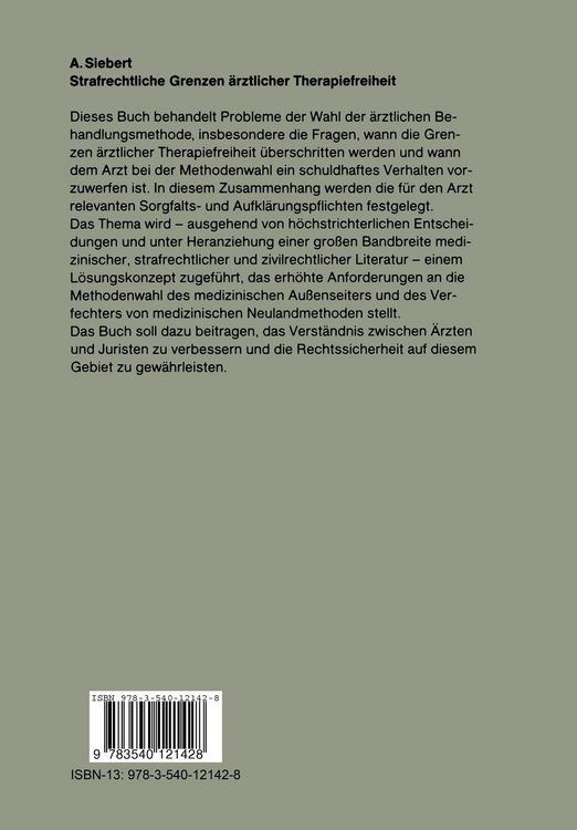 Produktbild: Strafrechtliche Grenzen &auml;rztlicher Therapiefreiheit