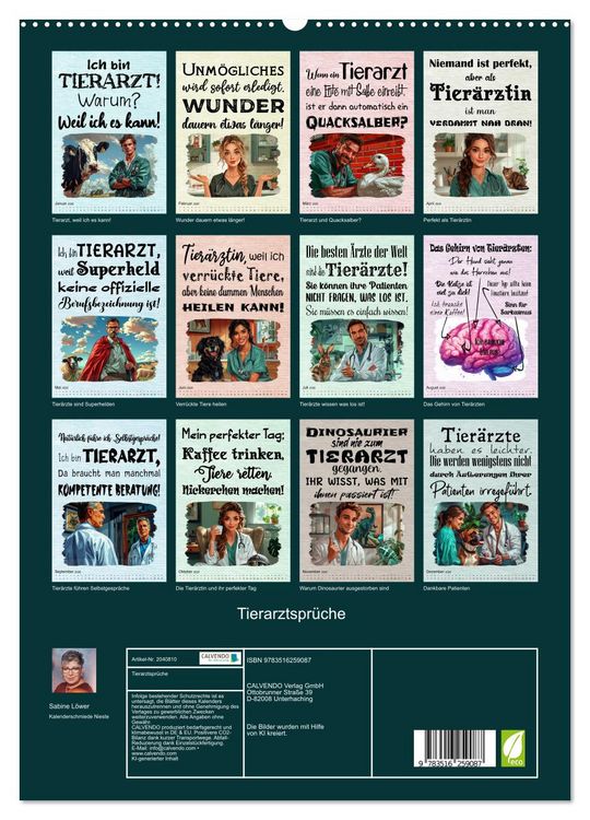 Produktbild: Tierarztspr&uuml;che (hochwertiger Premium Wandkalender 2026 DIN A2 hoch), Kunstdruck in Hochglanz