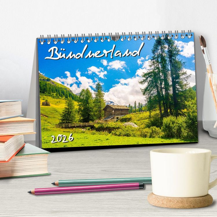Produktbild: B&uuml;ndnerland (Tischkalender 2026 DIN A5 quer), CALVENDO Monatskalender