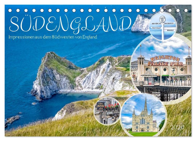 Produktbild: S&uuml;dengland - Impressionen aus dem S&uuml;dwesten von England (Tischkalender 2026 DIN A5 quer), CALVENDO Monatskalender
