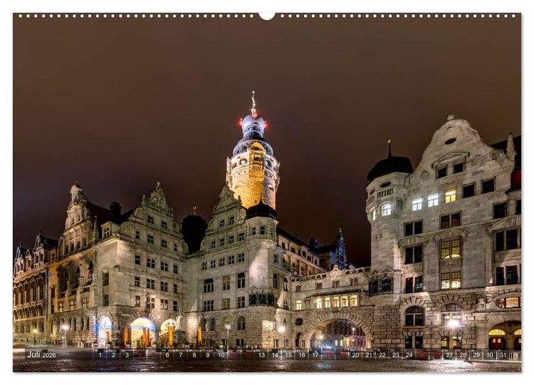 Produktbild: Nachts in Leipzig (Wandkalender 2026 DIN A2 quer), CALVENDO Monatskalender