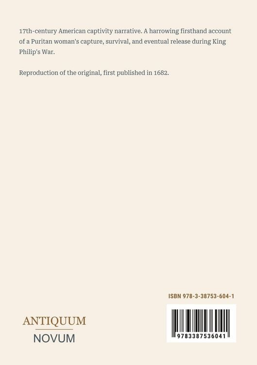 Produktbild: Narrative of the Captivity and Restoration of Mrs. Mary Rowlandson