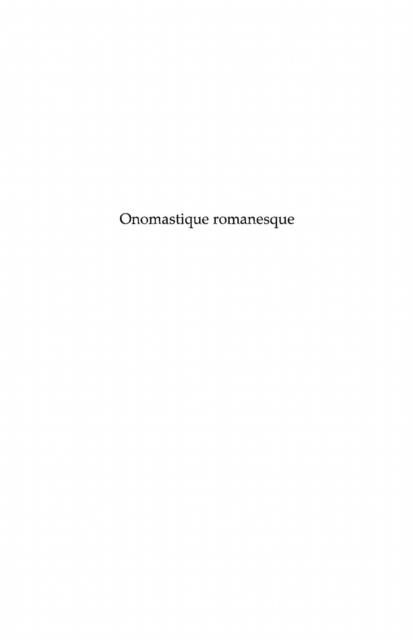 Produktbild: Onomastique romanesque