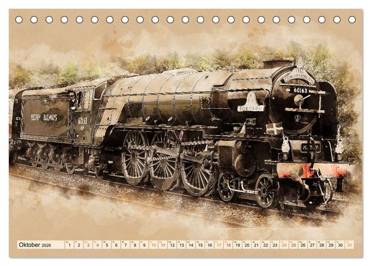 Produktbild: Dampflokomotiven - wundersch&ouml;ne Giganten auf Schienen (Tischkalender 2026 DIN A5 quer), CALVENDO Monatskalender