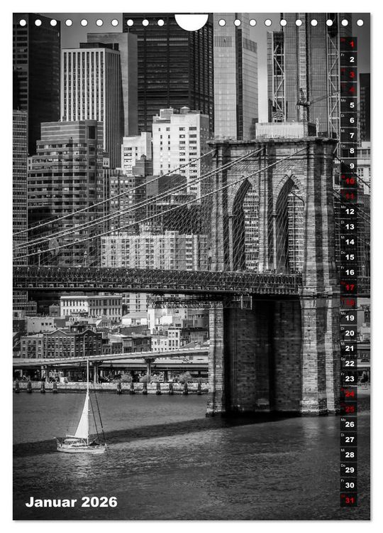 Produktbild: NEW YORK CITY Monochrome Stadtansichten (Wandkalender 2026 DIN A4 hoch), CALVENDO Monatskalender