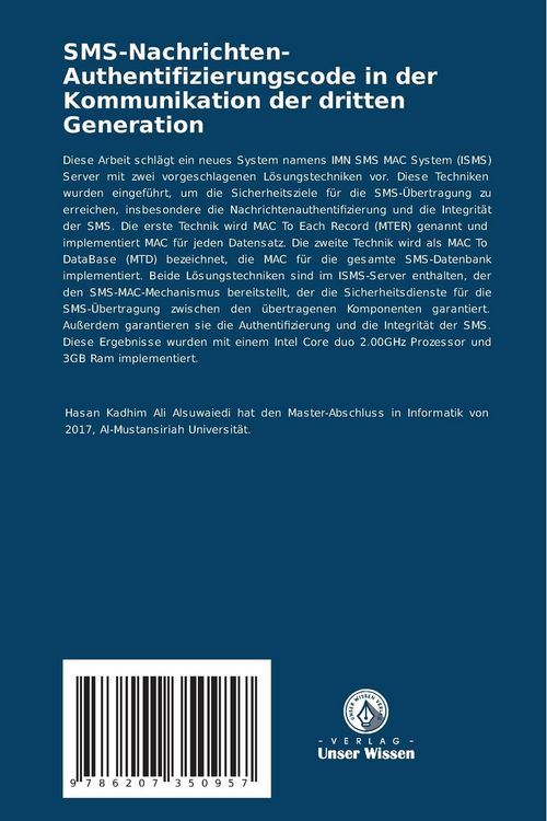 Produktbild: SMS-Nachrichten-Authentifizierungscode in der Kommunikation der dritten Generation