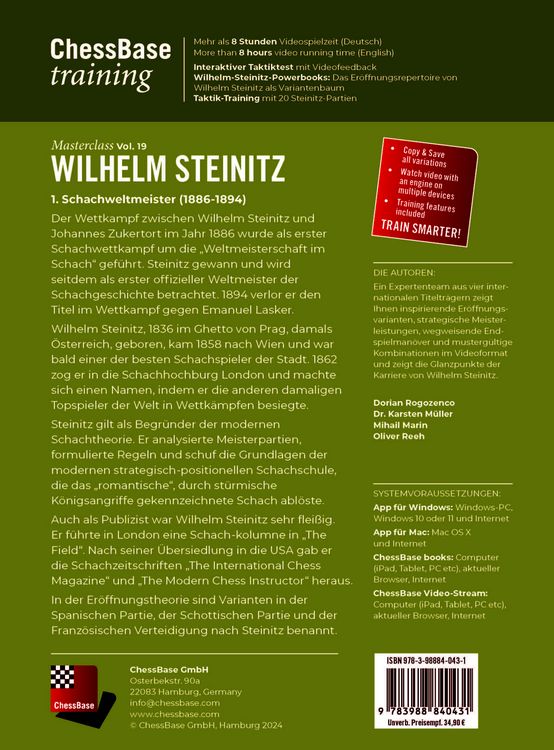 Produktbild: Masterclass Vol. 19: Wilhelm Steinitz