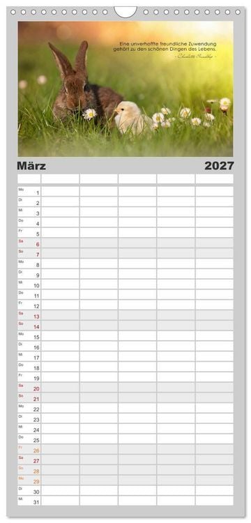Produktbild: Familienplaner 2027 - Mit guten Gedanken durch das Jahr mit 5 Spalten (Wandkalender, 21 x 45 cm) CALVENDO