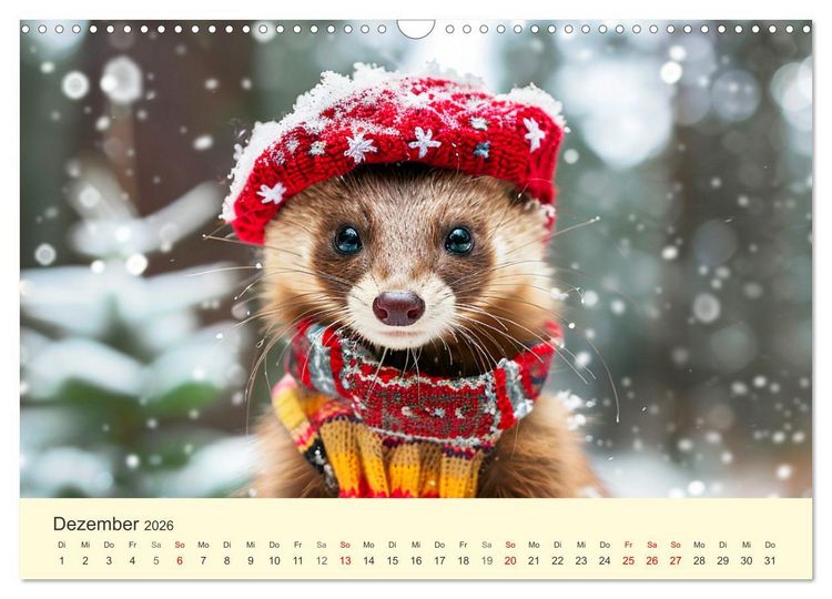 Produktbild: Kecke Marder. Charmante und niedliche Fashion-Ikonen (Wandkalender 2026 DIN A3 quer), CALVENDO Monatskalender