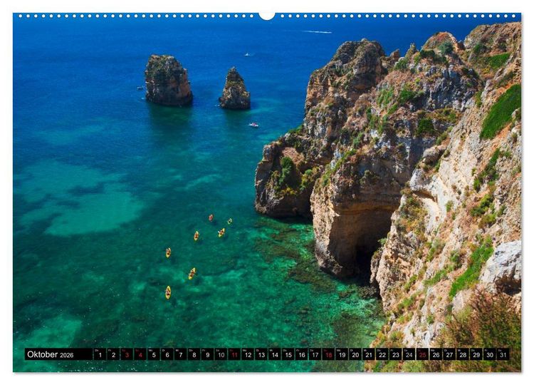 Produktbild: Str&auml;nde, Felsen und Meer - ALGARVE 2026 (hochwertiger Premium Wandkalender 2026 DIN A2 quer), Kunstdruck in Hochglanz