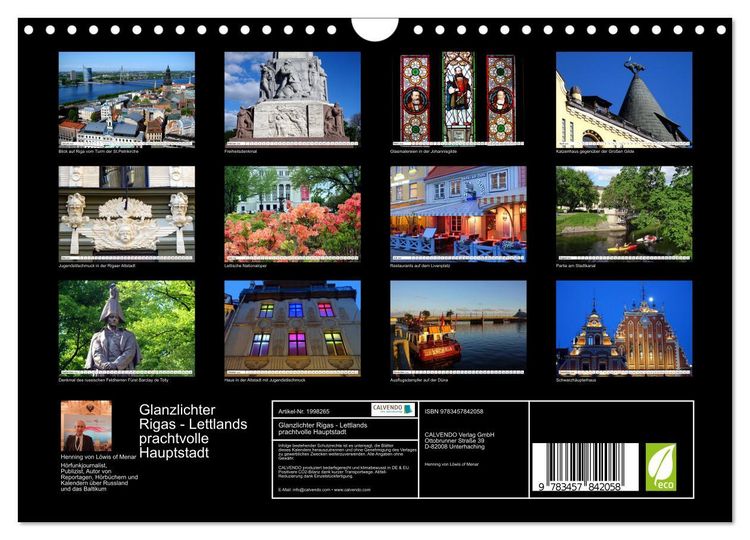 Produktbild: Glanzlichter Rigas - Lettlands prachtvolle Hauptstadt (Wandkalender 2026 DIN A4 quer), CALVENDO Monatskalender
