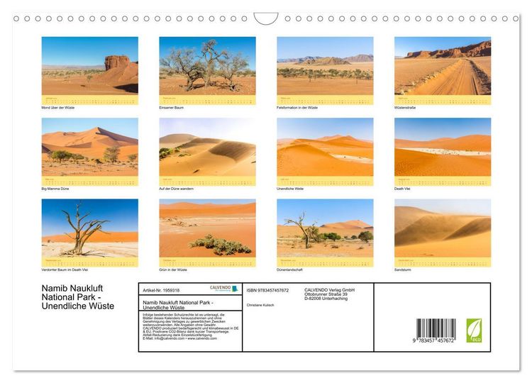 Produktbild: Namib Naukluft National Park - Unendliche W&uuml;ste (Wandkalender 2026 DIN A3 quer), CALVENDO Monatskalender