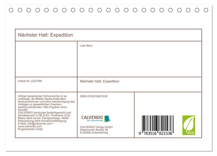 Produktbild: N&auml;chster Halt: Expedition (Tischkalender 2027 DIN A5 quer), CALVENDO Monatskalender