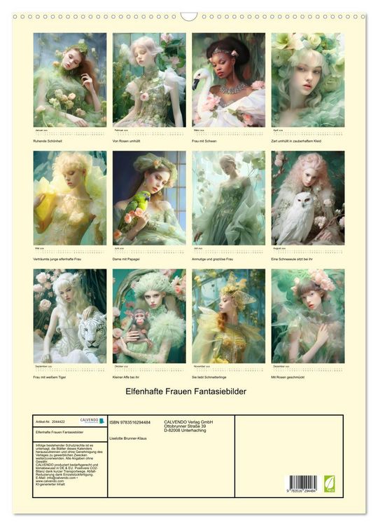Produktbild: Elfenhafte Frauen Fantasiebilder (Wandkalender 2026 DIN A2 hoch), CALVENDO Monatskalender