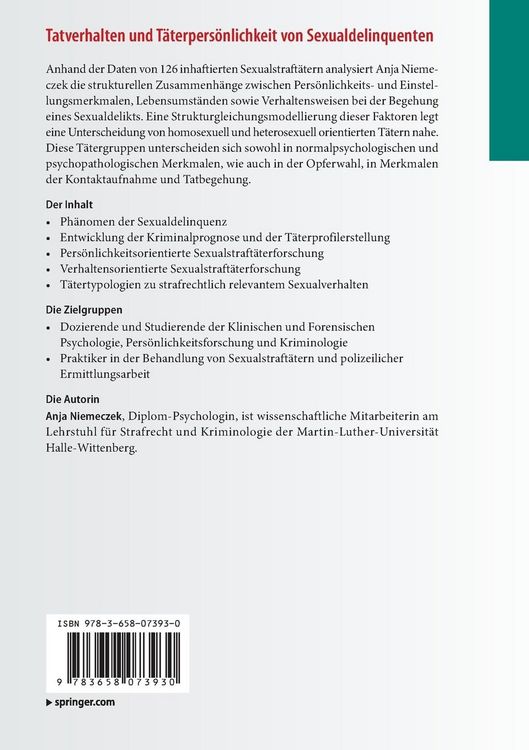 Produktbild: Tatverhalten und T&auml;terpers&ouml;nlichkeit von Sexualdelinquenten