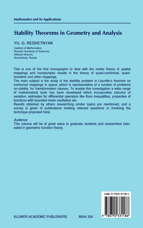 Produktbild: Stability Theorems in Geometry and Analysis