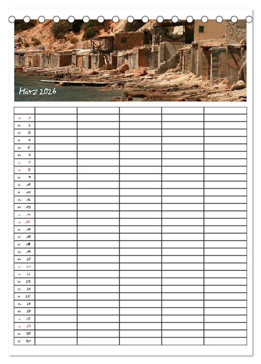 Produktbild: Ibiza / Familienplaner (Tischkalender 2026 DIN A5 hoch), CALVENDO Monatskalender