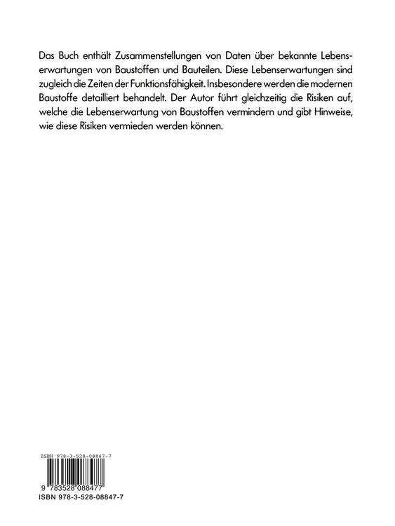 Produktbild: Lebenserwartung von Baustoffen