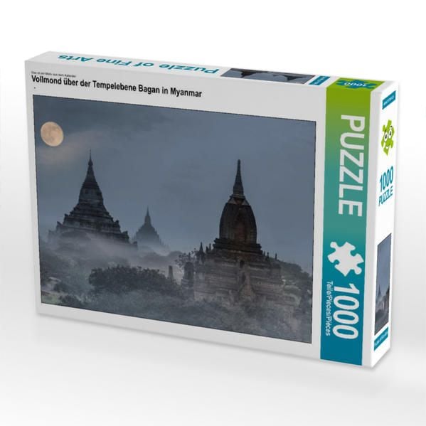 Produktbild: CALVENDO Puzzle Vollmond &uuml;ber der Tempelebene Bagan in Myanmar | 1000 Teile Lege-Gr&ouml;&szlig;e 64x48cm Foto-Puzzle f&uuml;r gl&uuml;ckliche Stunden