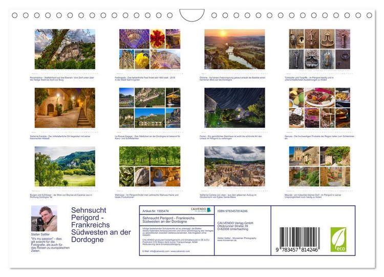 Produktbild: Sehnsucht Perigord - Frankreichs S&uuml;dwesten an der Dordogne (Wandkalender 2026 DIN A4 quer), CALVENDO Monatskalender