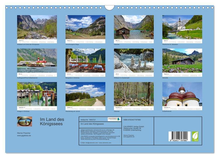 Produktbild: Im Land des K&ouml;nigssees (Wandkalender 2026 DIN A3 quer), CALVENDO Monatskalender