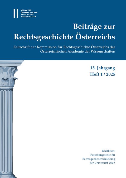 Produktbild: Beitr&auml;ge zur Rechtsgeschichte &Ouml;sterreichs, 15. Jahrgang, Hef