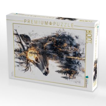 Produktbild: CALVENDO Puzzle Hirsch Mond | 1000 Teile Lege-Gr&ouml;&szlig;e 64x48cm Foto-Puzzle f&uuml;r gl&uuml;ckliche Stunden