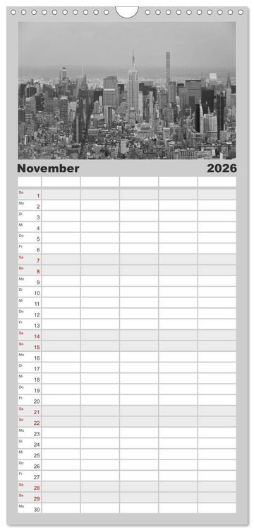 Produktbild: Familienplaner 2026 - New York in schwarz weiss mit 5 Spalten (Wandkalender, 21 x 45 cm) CALVENDO
