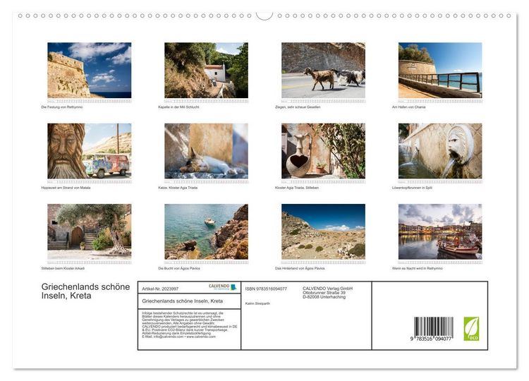 Produktbild: Griechenlands sch&ouml;ne Inseln, Kreta (hochwertiger Premium Wandkalender 2026 DIN A2 quer), Kunstdruck in Hochglanz