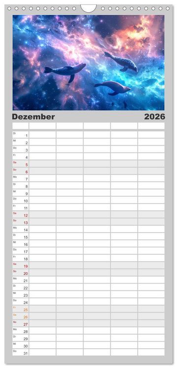 Produktbild: Familienplaner 2026 - Tiere im Weltraum mit 5 Spalten (Wandkalender, 21 x 45 cm) CALVENDO