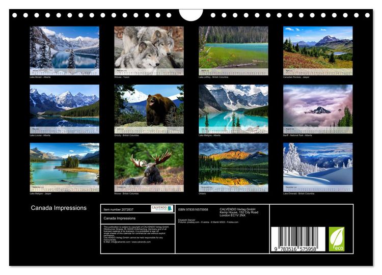 Produktbild: Canada Impressions (Wall Calendar 2026 DIN A4 landscape), CALVENDO 12 Month Wall Calendar