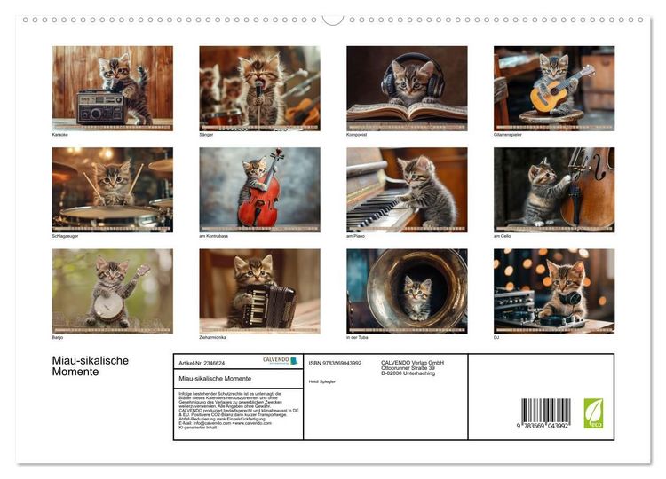 Produktbild: Miau-sikalische Momente (hochwertiger Premium Wandkalender 2027 DIN A2 quer), Kunstdruck in Hochglanz