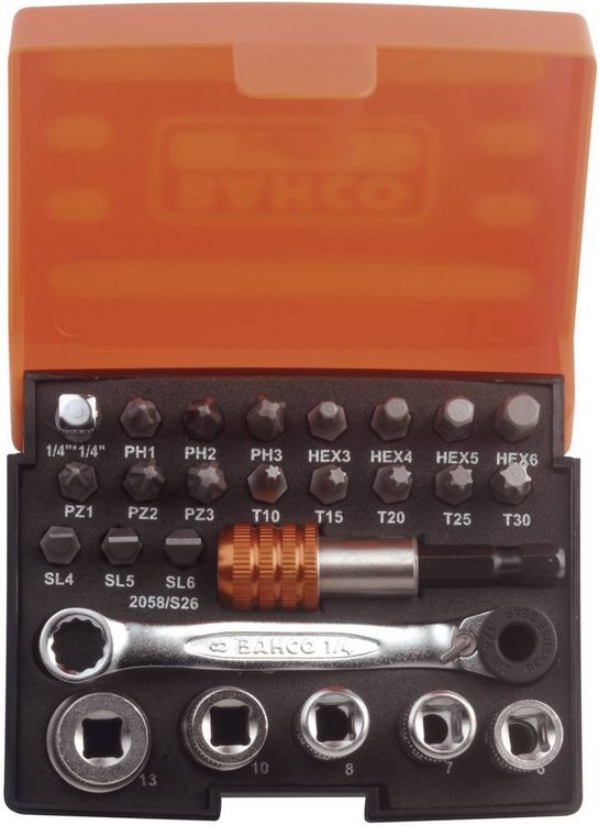 Produktbild: Bahco Steckschl&uuml;sselsatz metrisch 1/4\" (6.3 mm) 26teilig 2058/S26