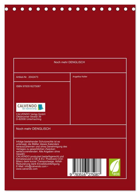 Produktbild: Noch mehr DENGLISCH (Tischkalender 2026 DIN A5 hoch), CALVENDO Monatskalender