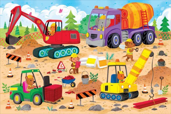 Produktbild: Construction Site Kids' Floor Puzzle (48 Pieces) (36 Inches Wide X 24 Inches High)