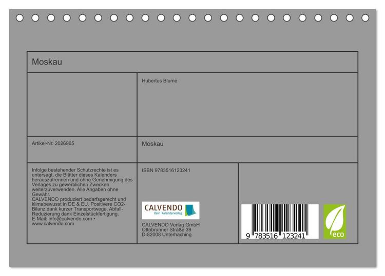 Produktbild: Moskau (Tischkalender 2026 DIN A5 quer), CALVENDO Monatskalender