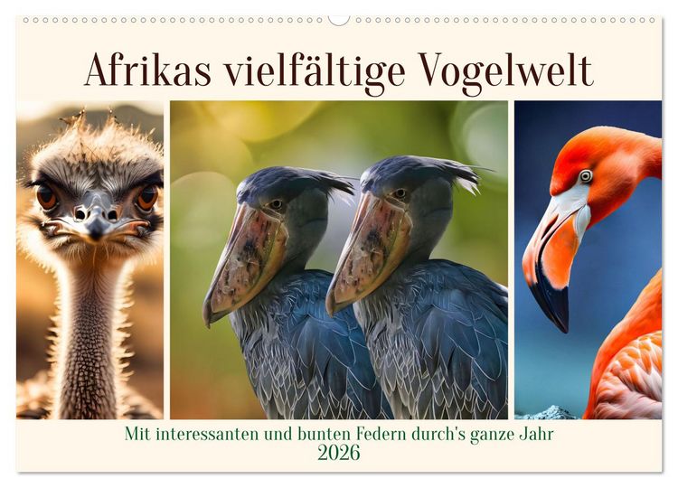 Produktbild: Afrikas vielf&auml;ltige Vogelwelt (Wandkalender 2026 DIN A2 quer), CALVENDO Monatskalender