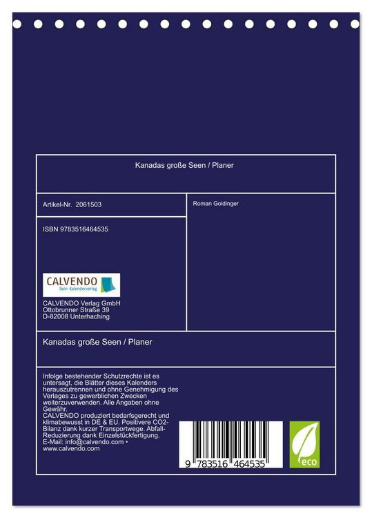 Produktbild: Kanadas gro&szlig;e Seen / Planer (Tischkalender 2026 DIN A5 hoch), CALVENDO Monatskalender