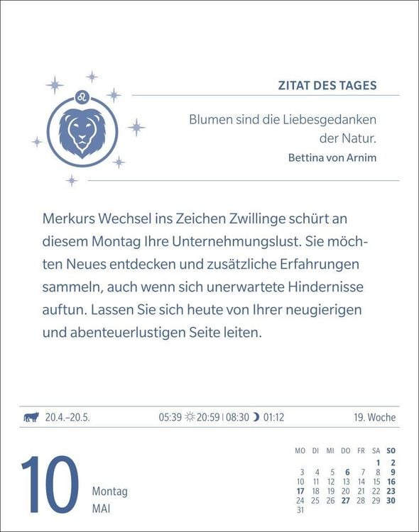 Produktbild: L&ouml;we Sternzeichenkalender 2027 - Tagesabrei&szlig;kalender - Ihr Horoskop f&uuml;r jeden Tag