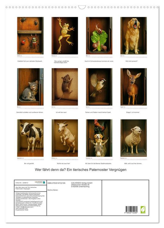 Produktbild: Wer f&auml;hrt denn da? Ein tierisches Paternoster Vergn&uuml;gen (Wandkalender 2026 DIN A2 hoch), CALVENDO Monatskalender
