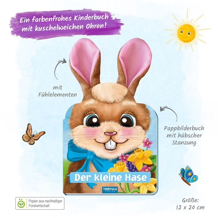 Produktbild: Tr&ouml;tsch Der kleine Hase Pappenbuch mit Pl&uuml;schohren