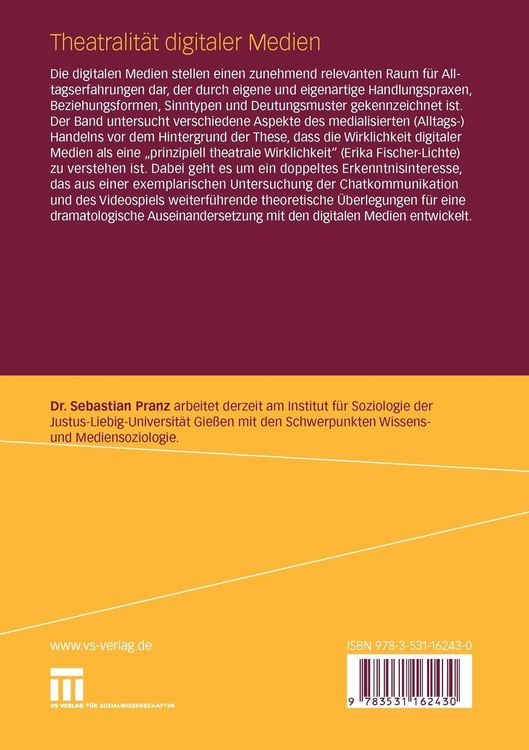 Produktbild: Theatralit&auml;t digitaler Medien