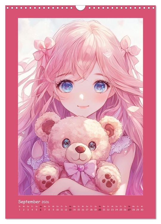 Produktbild: Zauberhafte Momente. Rosa Tr&auml;ume im Manga-Stil (Wandkalender 2026 DIN A3 hoch), CALVENDO Monatskalender