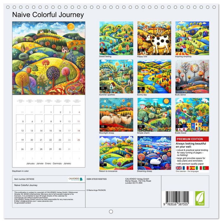 Produktbild: Naive Colorful Journey (Wall Calendar 2026 12 &times; 12 Inch) CALVENDO 12 Month Wall Calendar