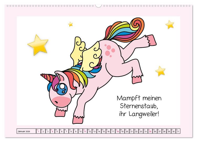 Produktbild: Unicorns. Einhorn-Spr&uuml;che und Weisheiten! (hochwertiger Premium Wandkalender 2026 DIN A2 quer), Kunstdruck in Hochglanz