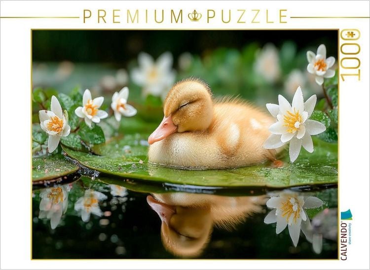 Produktbild: CALVENDO Puzzle Schlafendes Entenk&uuml;ken auf Seerosenblatt | 1000 Teile Lege-Gr&ouml;&szlig;e 64x48cm Foto-Puzzle f&uuml;r gl&uuml;ckliche Stunden